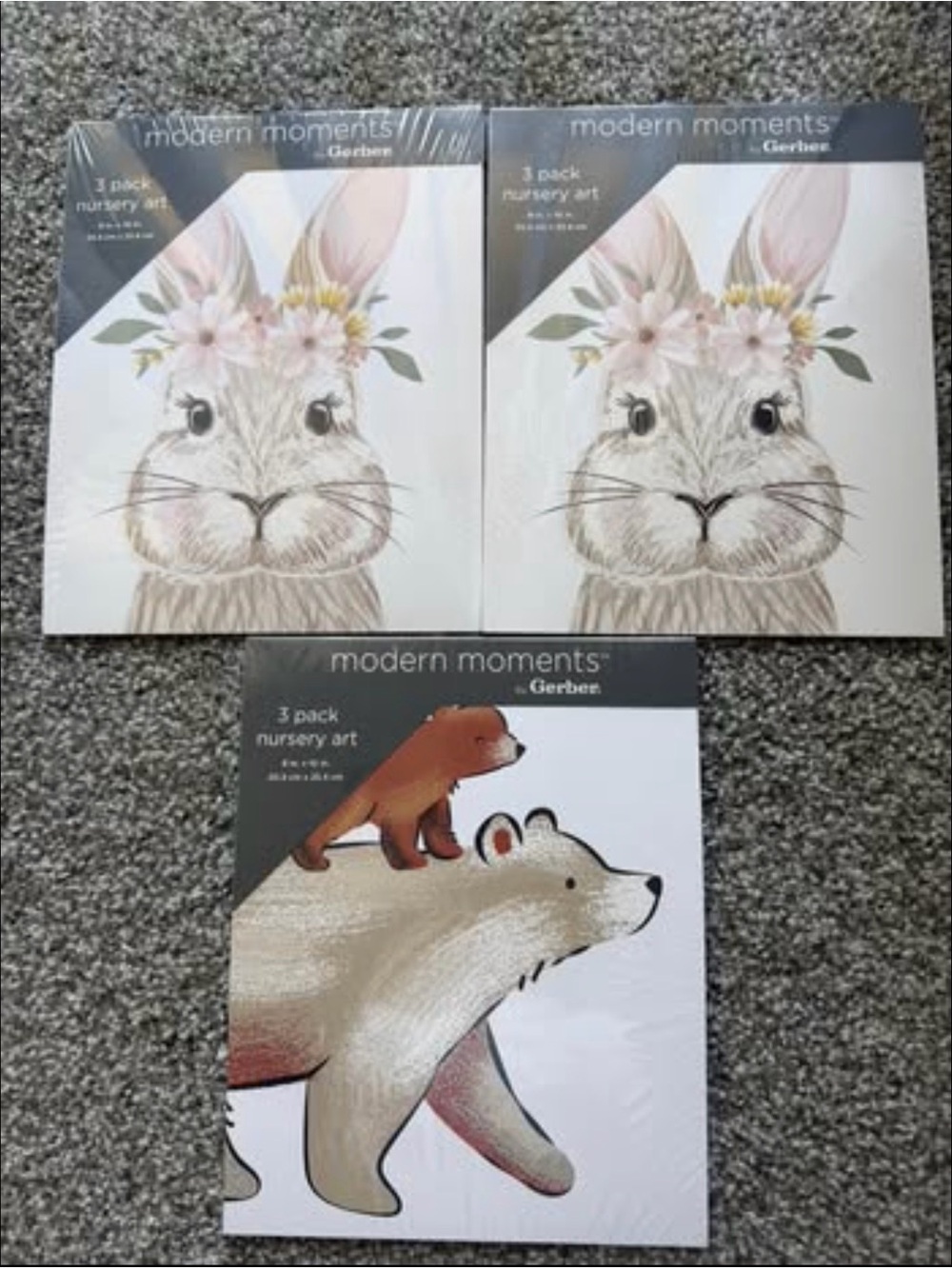 Modern Moments by Gerber Floral Bunny & Bear Nursery Wall Art - Pink & Brown